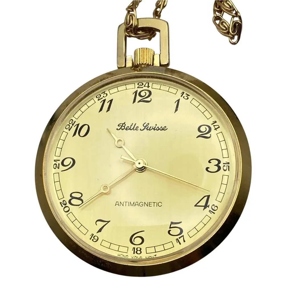 VTG Pocket Watch  Mechanical Bella Suisse Hong Kong 42mm Antimagnetic Runs *Read